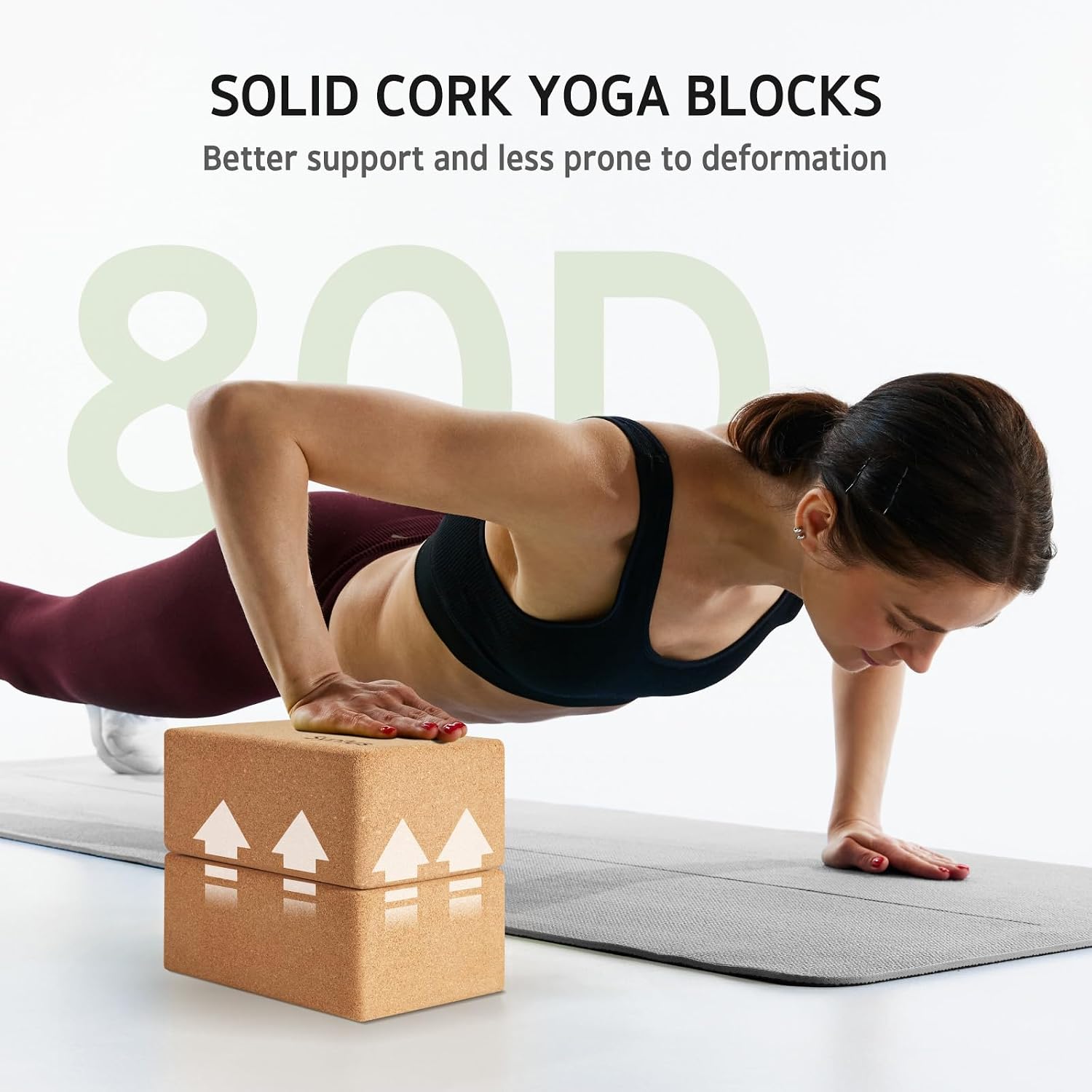Yoga Block and Yoga Strap Set, Soft Non-Slip Yoga Blocks 9×6×4 inches, 8FT Metal D-Ring Strap for Yoga, General