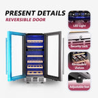 15" Wine Cooler Refrigerator,30 Bottle Dual Zone Wine Fridge,Silver