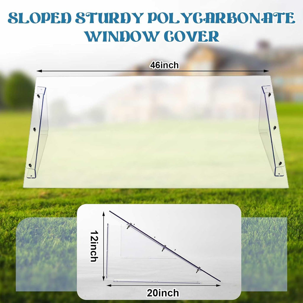 46"L X 20"W X 12"H Atrium Basement Window Well Cover Outside Protection Clear Polycarbonate Egress Window Well Covers
