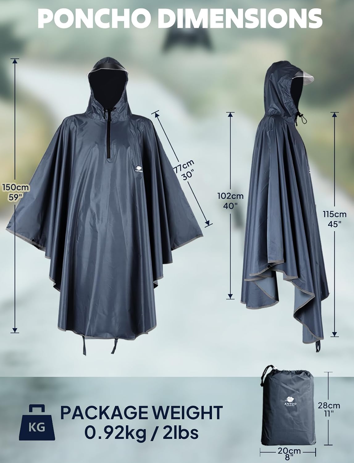Waterproof Rain Poncho Bike Bicycle Rain Capes Lightweight for Adults | Breathable durable reusable material