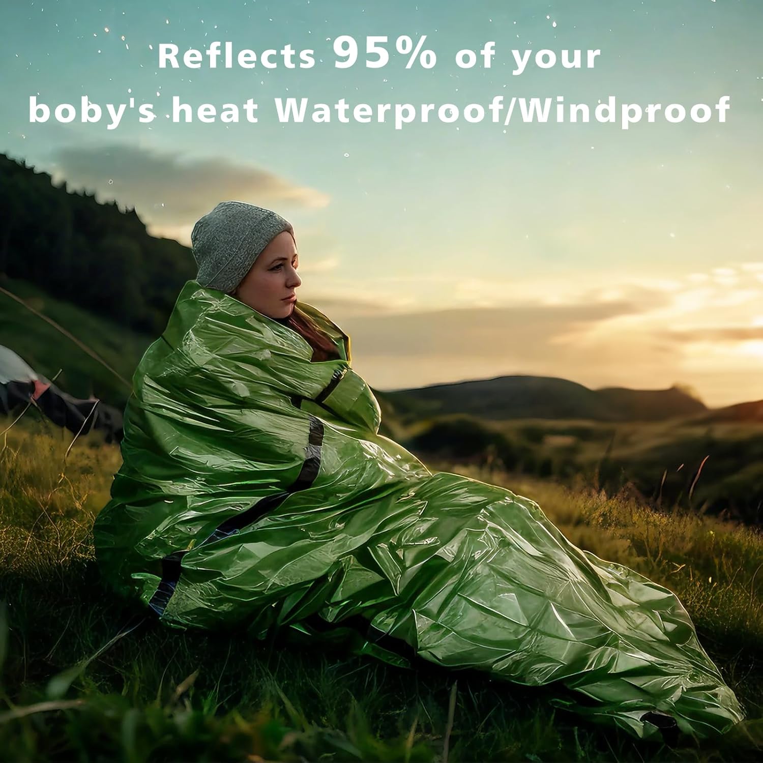 Emergency Sleeping Bag Survival Bag, Portable Waterproof Thermal Bivy Sacks,Bivvy Bags,Camping Mylar Sleeping Bag