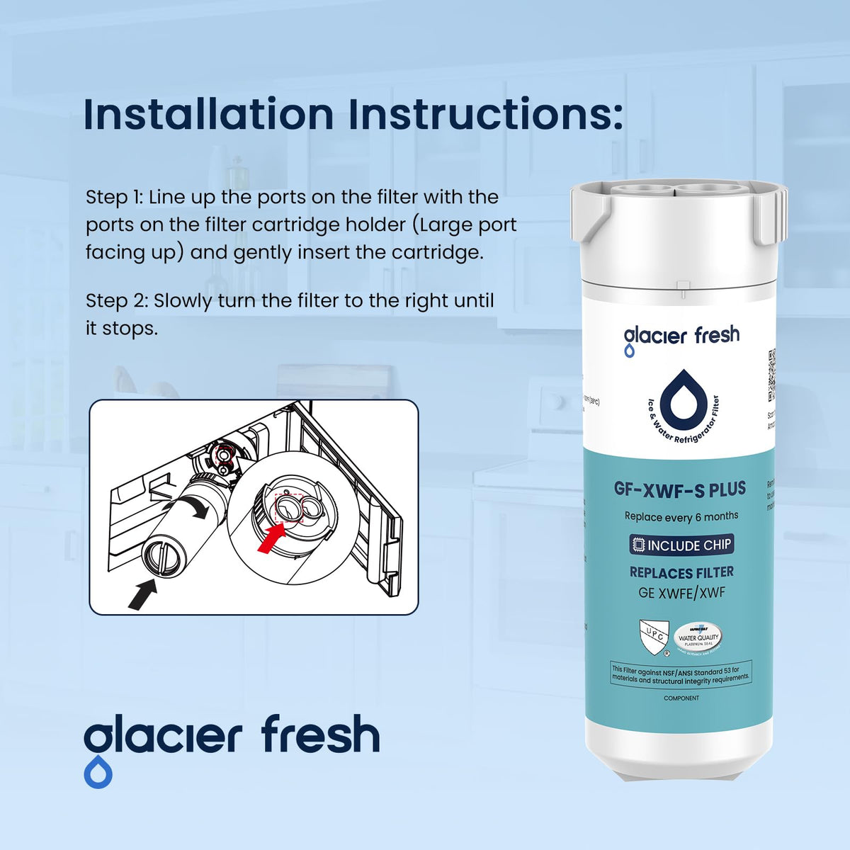 XWFE (Built-in CHIP) Refrigerator Water Filter Pack of 3