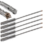 Wensilon 5pcs 5/32" X 8"-6" Cross-Type Double Thread Carbide Drill Bits for Concrete, Brick, Stone, Hammer Drill