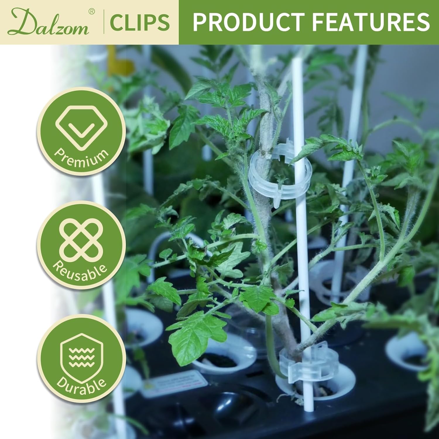 300Pcs Tomato Clips, Plastic Trellis Clips Plant Support Clips, Plant Clips for Support, Grape Vine, Tomato Vine