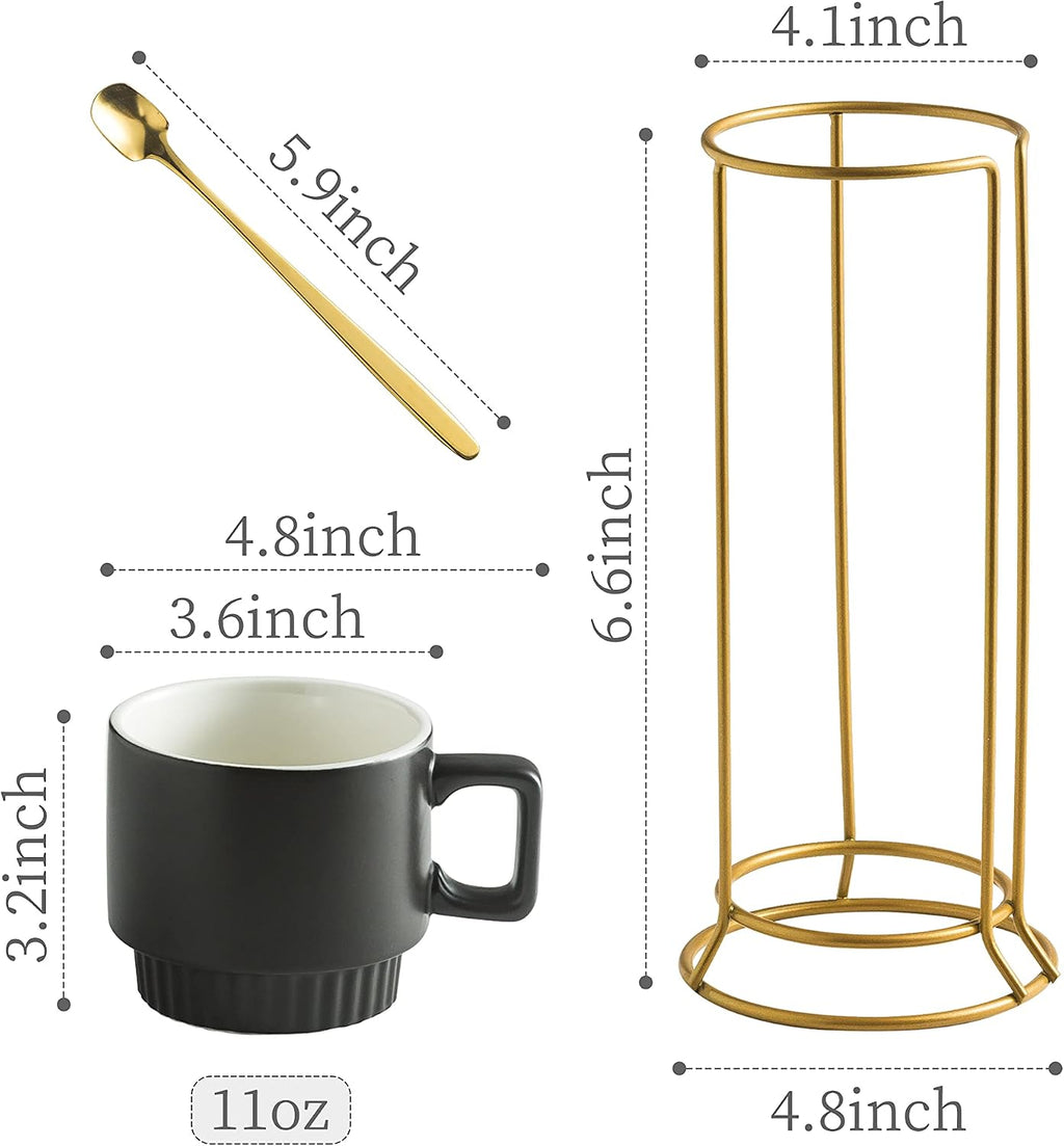 Halloween Stackable Coffee Mugs with Stand Set of 4, Space-saving