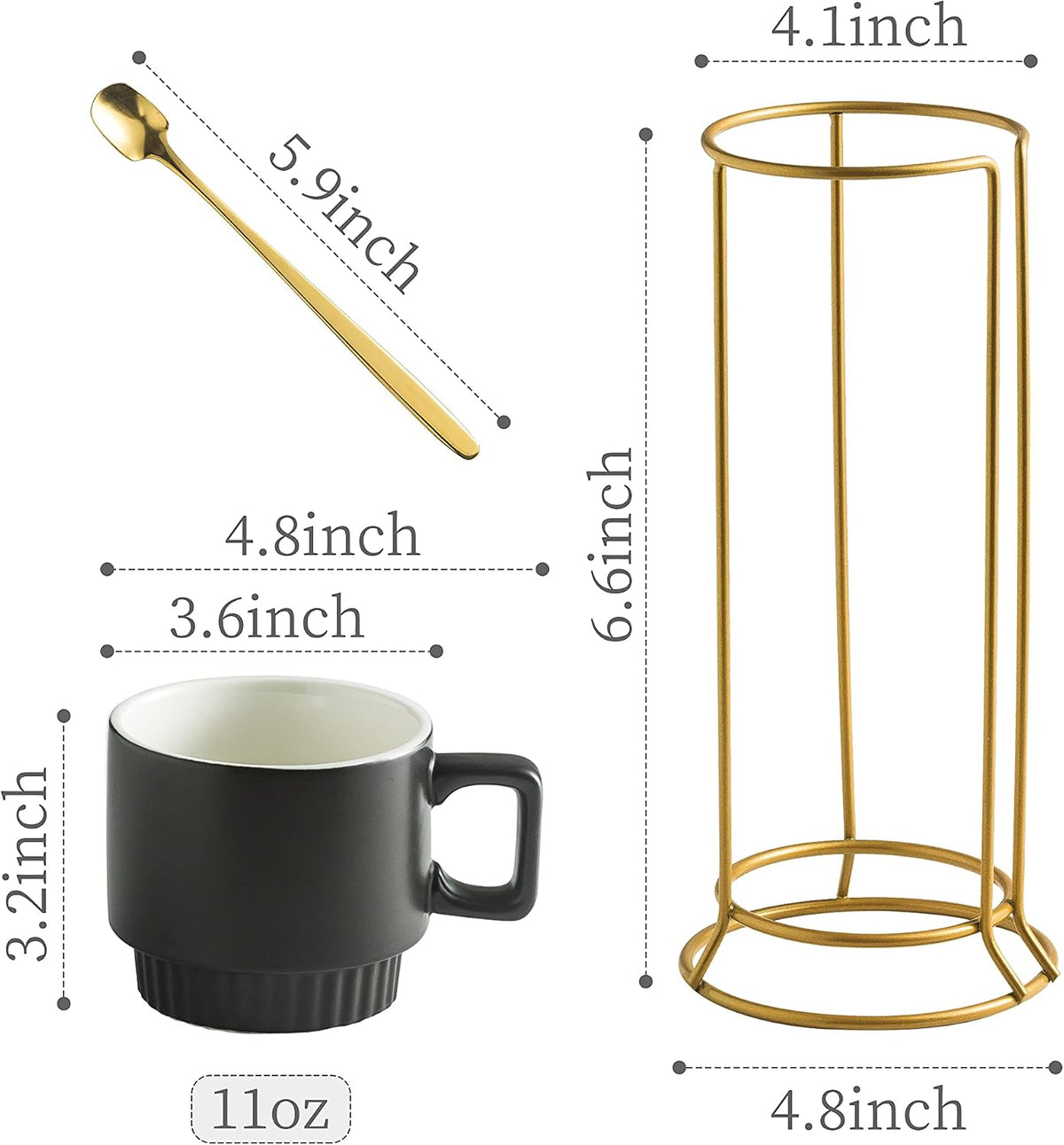 Halloween Stackable Coffee Mugs with Stand Set of 4, Space-saving
