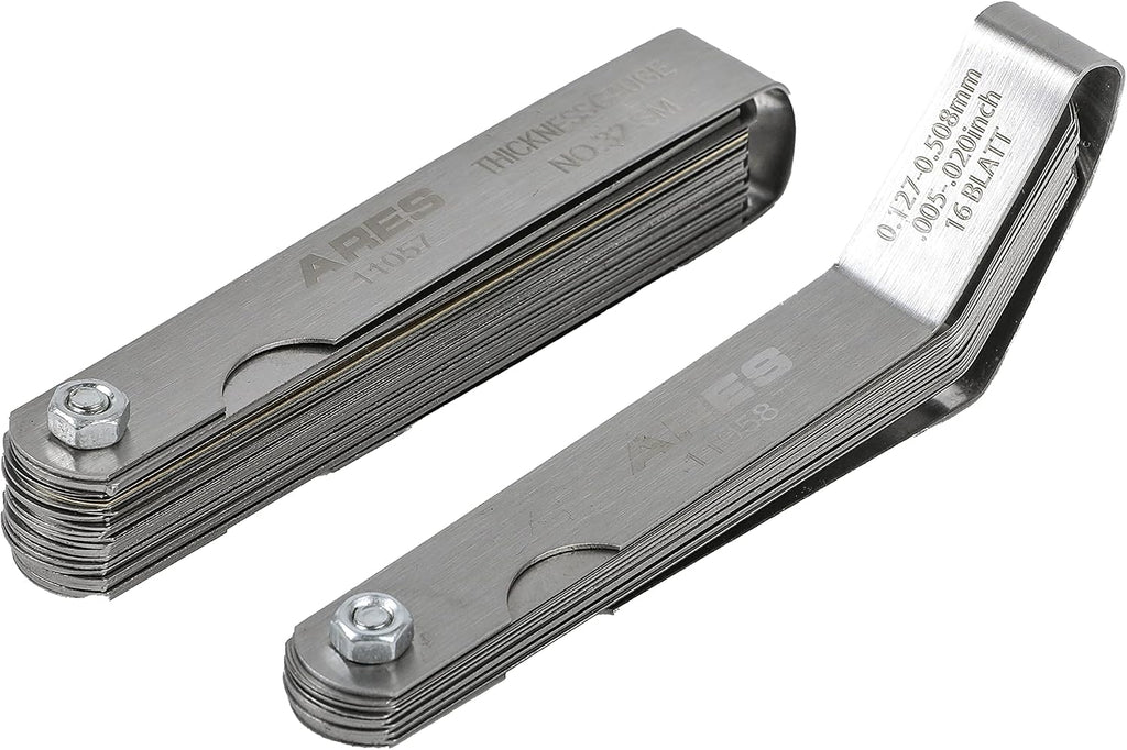 ARES 11043 2-Pc Feeler Gauge Set - Straight & Offset, SAE & Metric