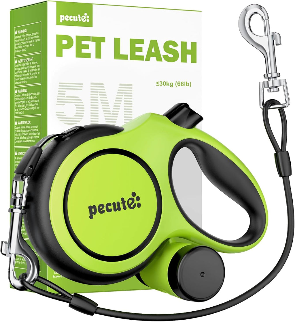 16.4ft Retractable Dog Leash with 1.6ft Chew Proof Steel Cable
