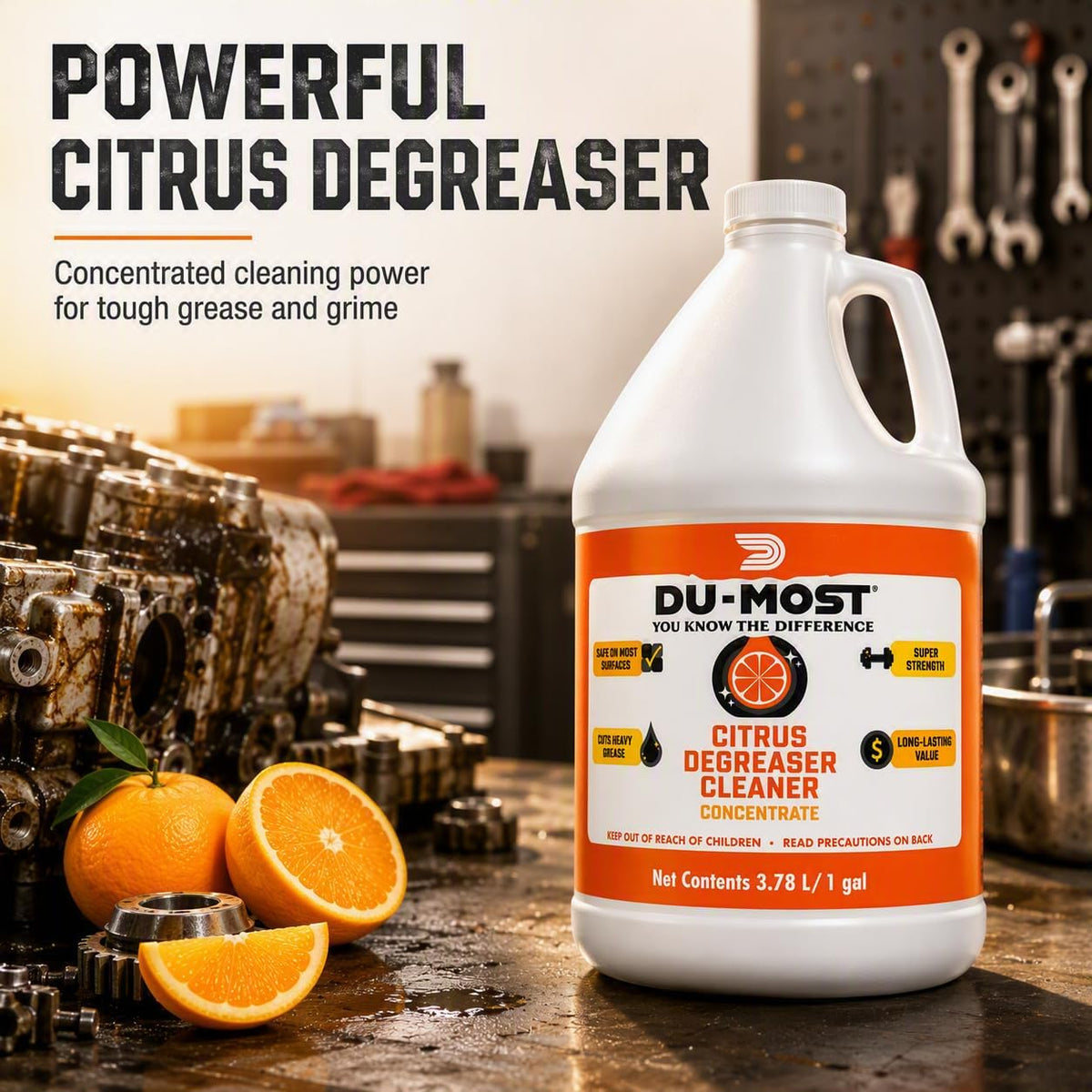Citrus Degreaser Concentrate, Heavy Duty Grease Cleaner, 1 Gallon