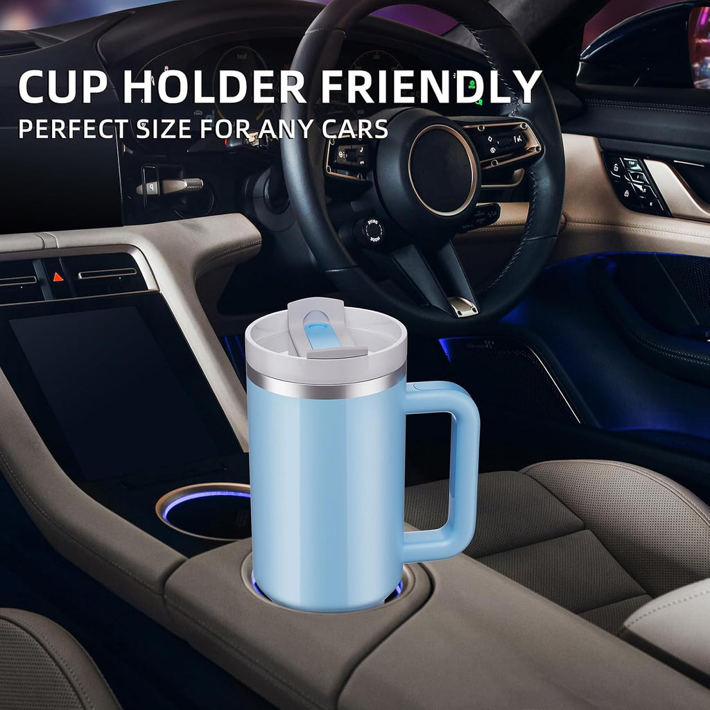 40 oz Tumbler with Handle and Straw,Reusable Vacuum Quencher Tumbler with Lid,Stainless Steel Insulated Travel