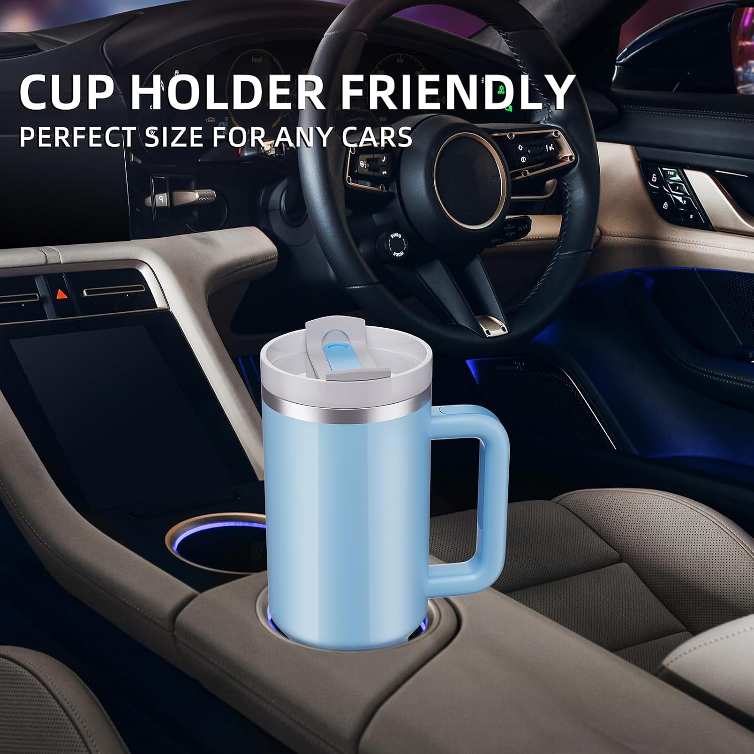 40 oz Tumbler with Handle and Straw,Reusable Vacuum Quencher Tumbler with Lid,Stainless Steel Insulated Travel