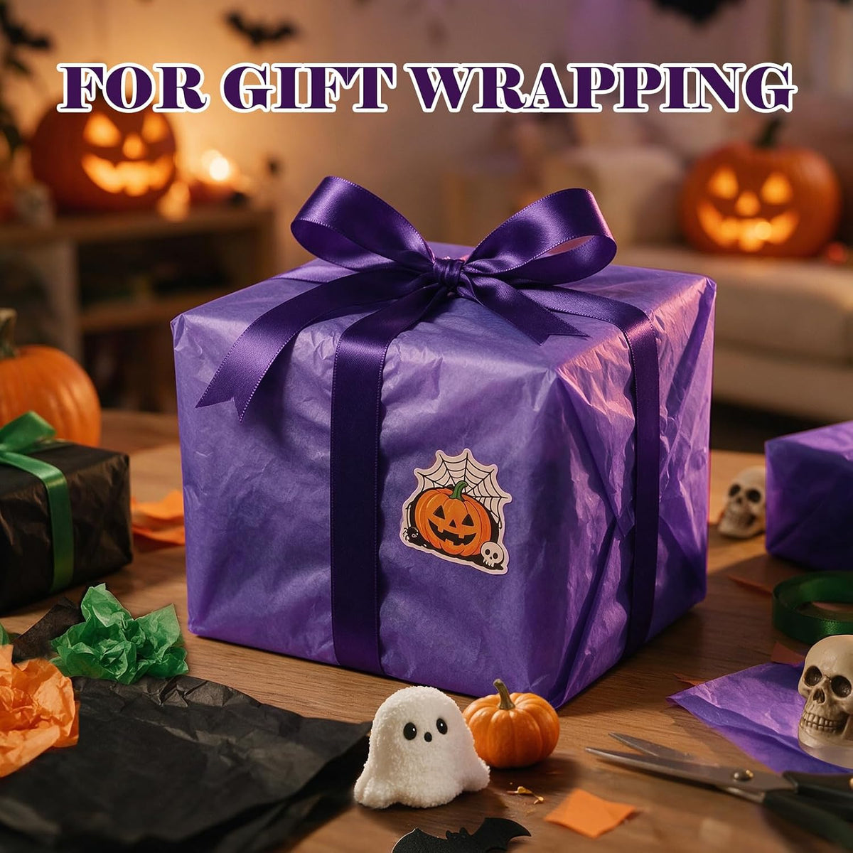 160 Sheets Halloween Tissue Paper,4-Color 14"X20" Tissue Paper Bulk