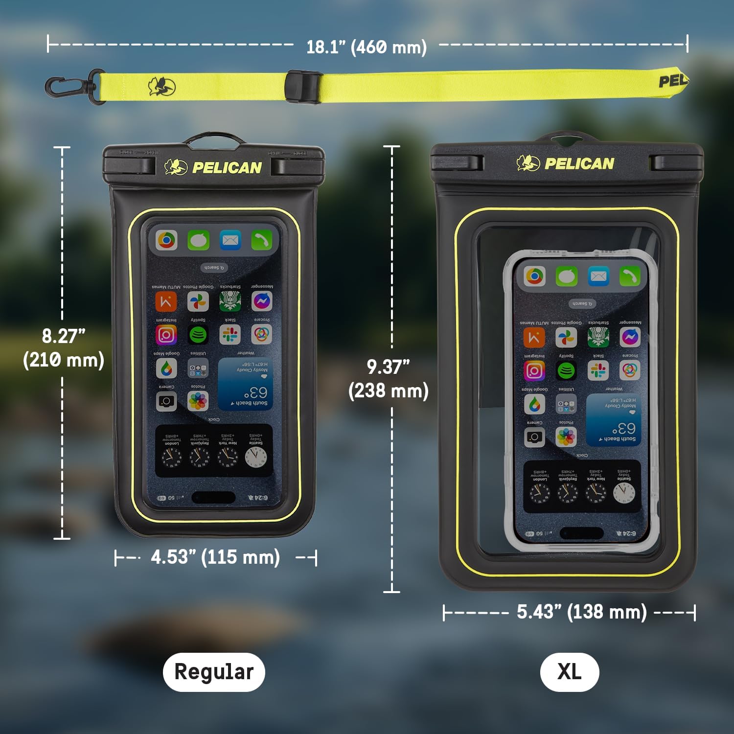 2 Pack Marine - IP68 Waterproof Phone Pouch (Regular Size) Floating Waterproof Phone Case - Beach Cruise Ship Travel