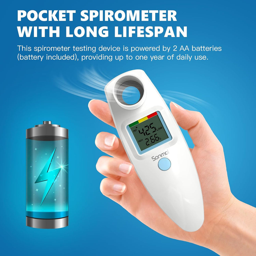 Sonmol Handheld Digital Peak Flow Meter with FEV1 & PEF Measurement