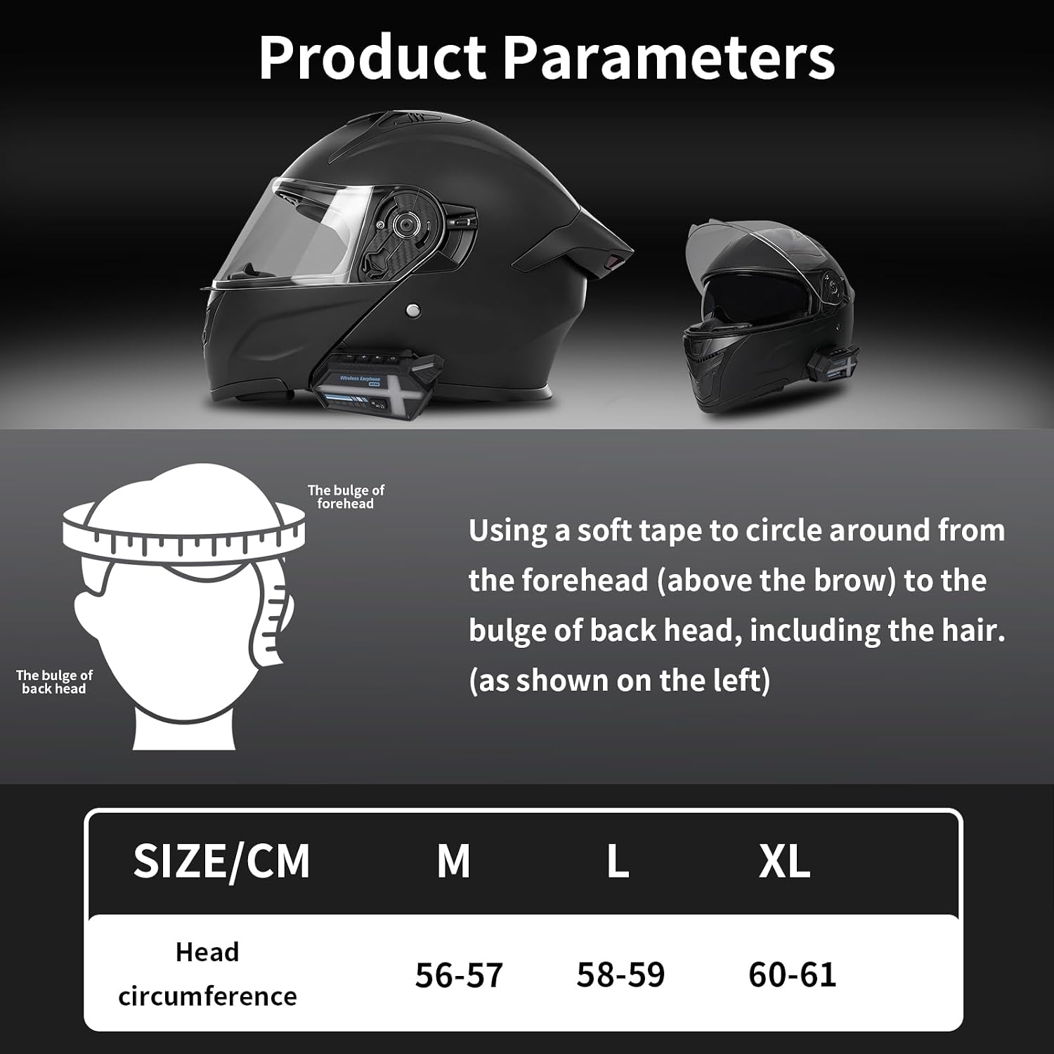 Bluetooth Modular Motorcycle Helmets with Tail Lights, DOT Approved Flip Up Full Face Motorcycle Dual Visor Helmet