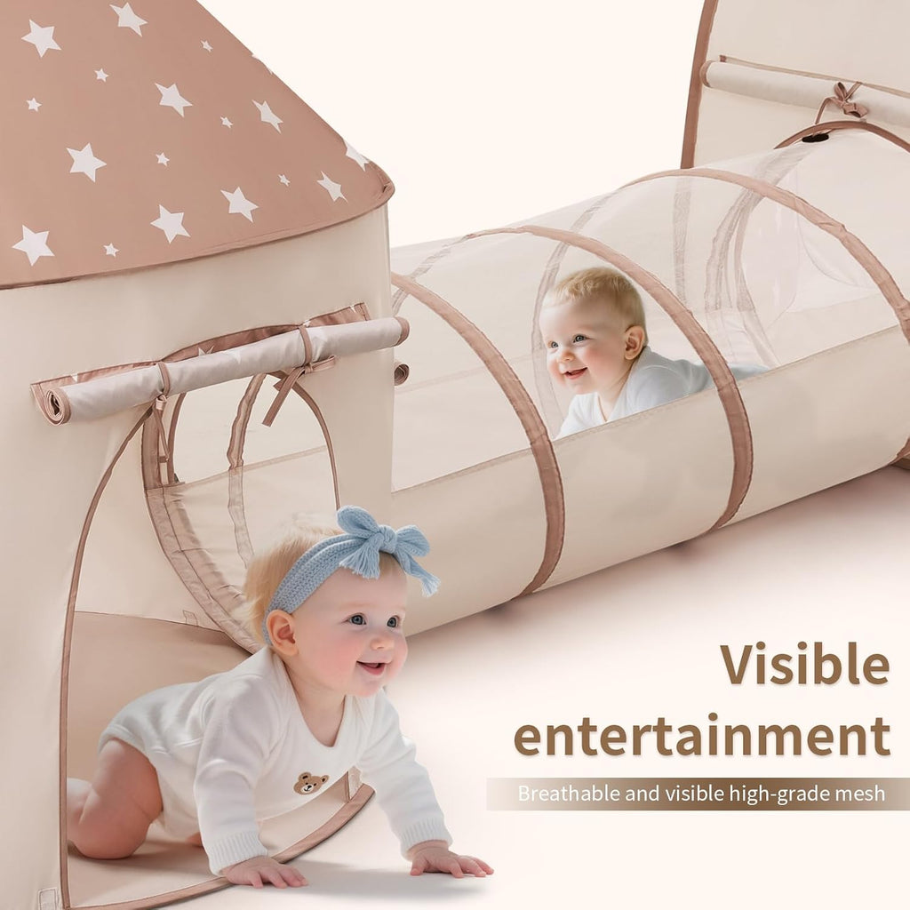 Kids Tent with Crawl Tunnel: Ball Pit for Toddlers - Ball Pit Tunnels for Young Children - Pop Up Baby and Toddler