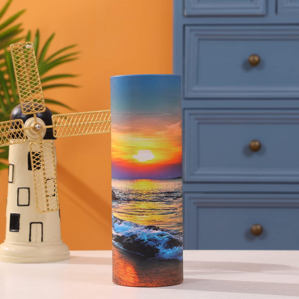 Ocean Sunset Scattering Urn – Biodegradable Scatter Tube for Ashes - Cremation Urn for Adult Ashes (Small)