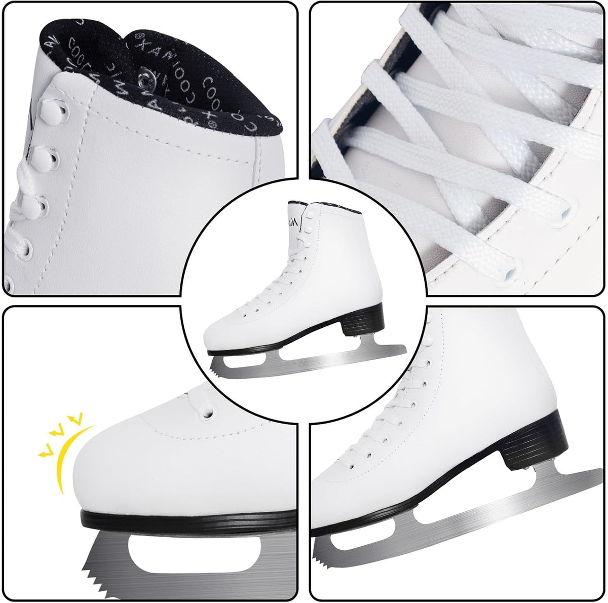 Nattork Womens Figure Ice Skates,Recreational Ice Skates with Stainless Steel Blade,Lace Up Adult Figure Skate Ice