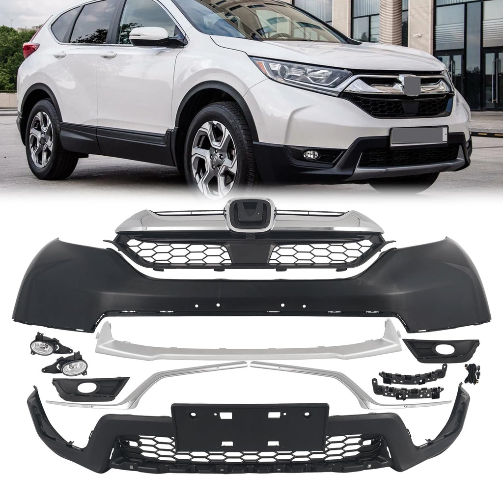 Front Bumper Grille Cover Kit Compatible with 2017-2019 Honda CR-V CRV