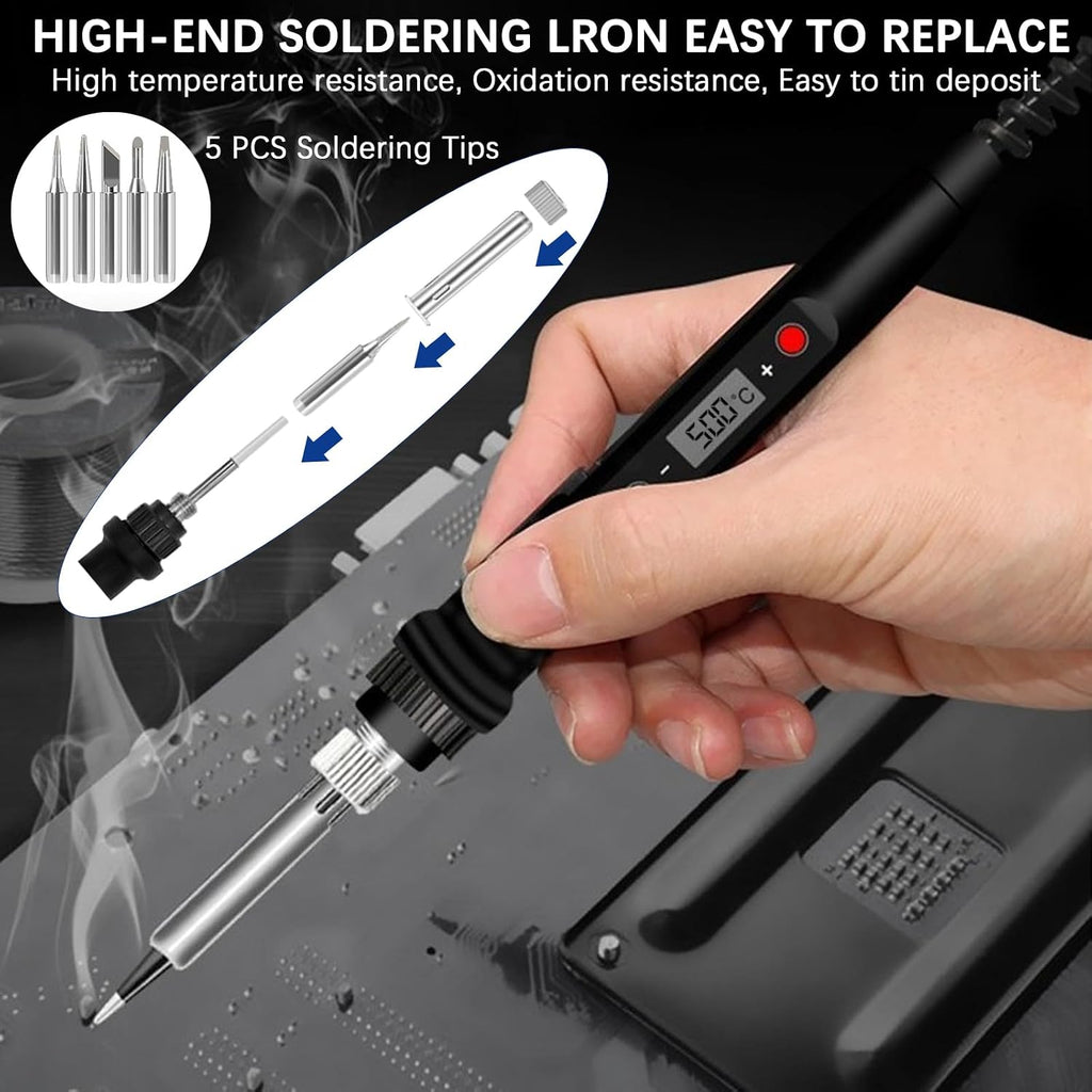 80W Soldering Iron Heat Set Insert Tool, LCD Digital Soldering Iron Kit