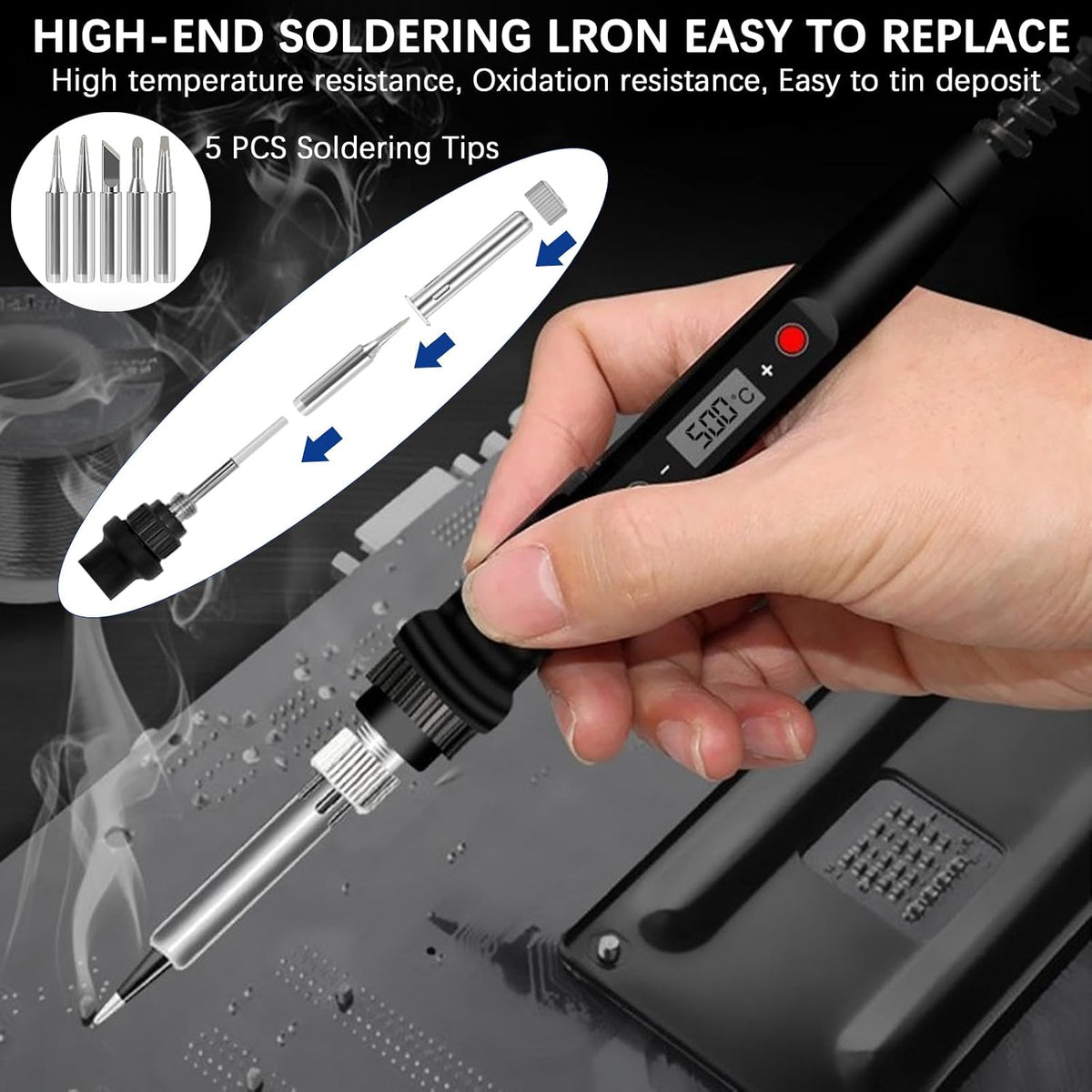 80W Soldering Iron Heat Set Insert Tool, LCD Digital Soldering Iron Kit