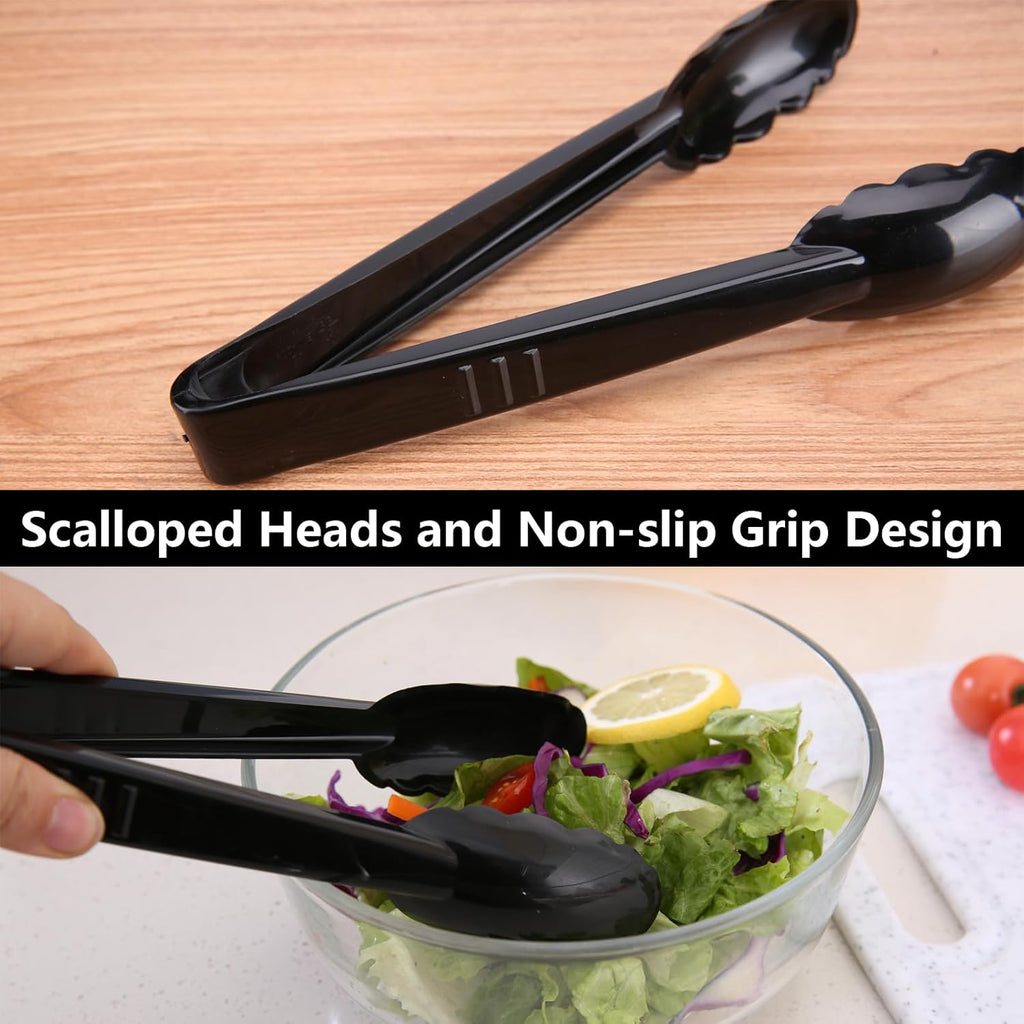 Plastic Serving Tongs Disposable Kitchen Tongs for Food Salad | 9 Inch Heavy Duty, BPA free, 24 Pcs, Perfect for