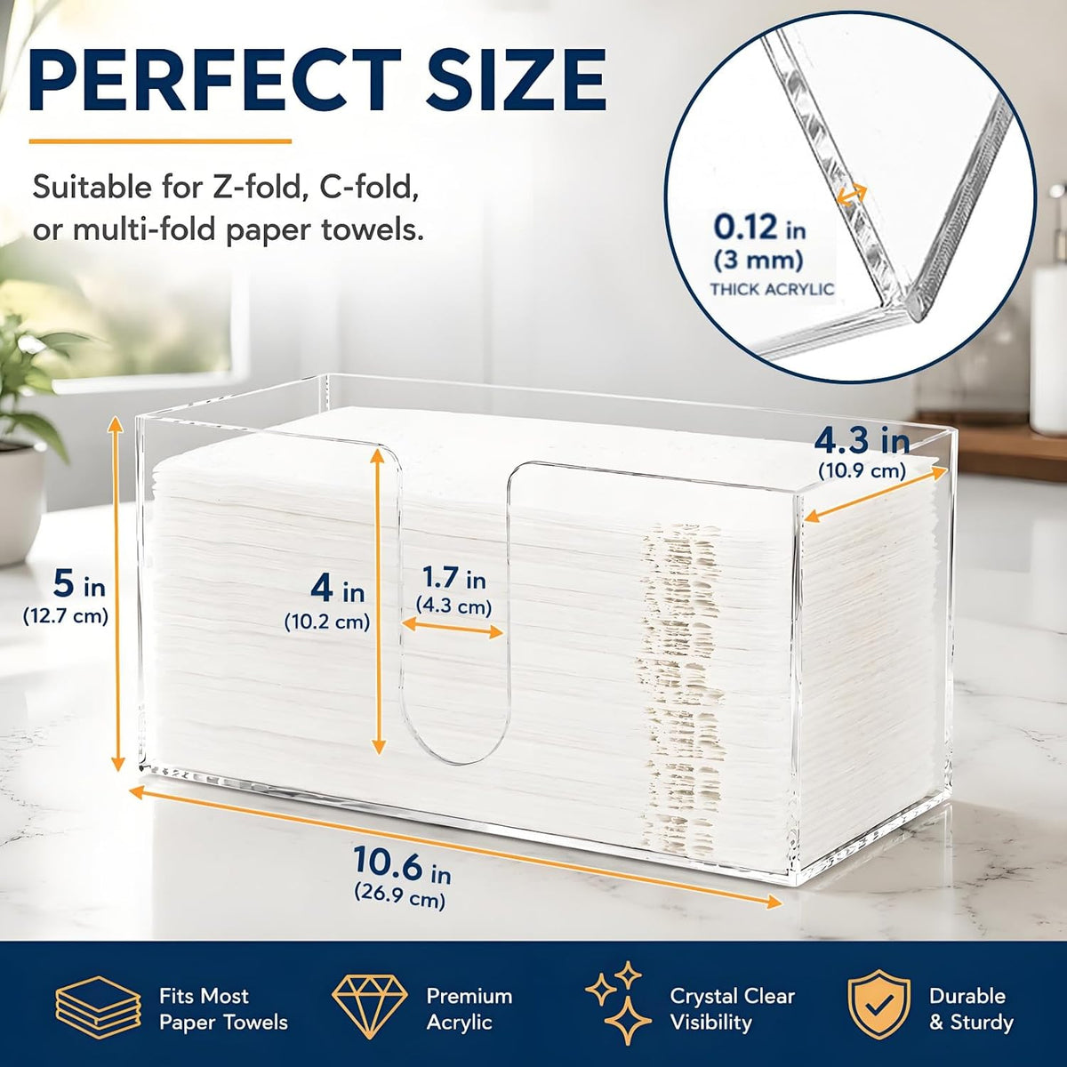 2 Pack Acrylic Paper Towel Holder, Suitable for Multifold Napkins