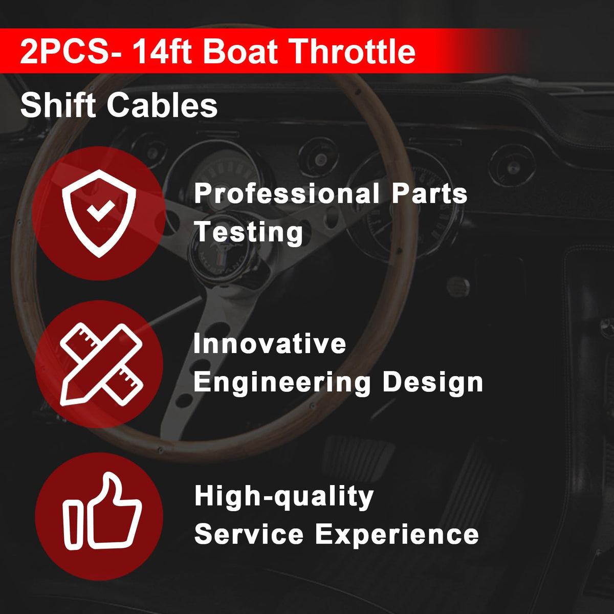 CC17914 14ft Boat Throttle Shift Cables for Mercury MerCruiser Marine - 2pc