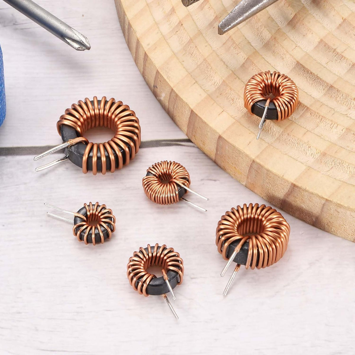 MECCANIXITY 12pcs Toroid Core Inductor 100uH 9A Magnetic Coil 0.79"OD