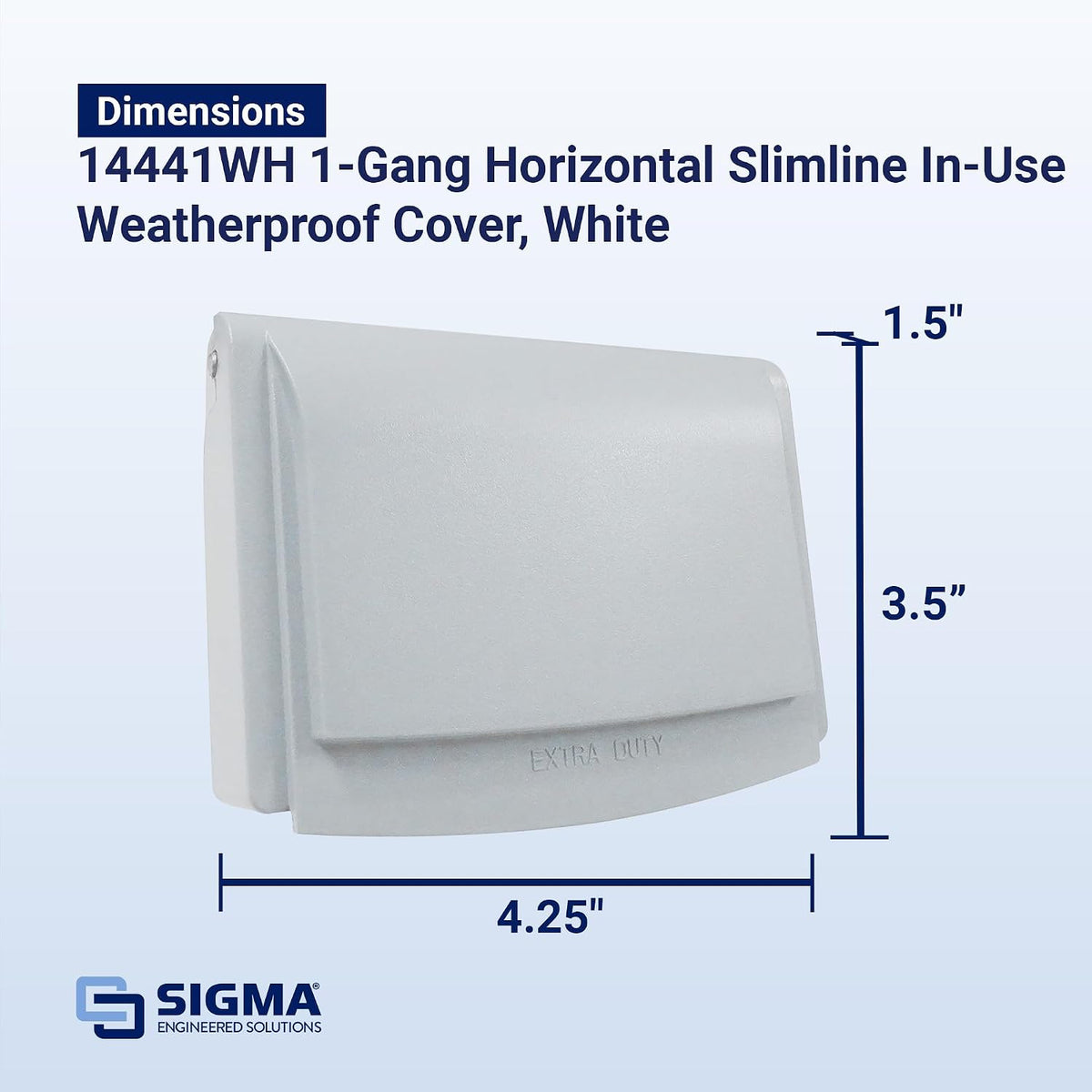 Sigma 14441WH Weatherproof Slimline In Use Horizontal Receptacle Cover, WH