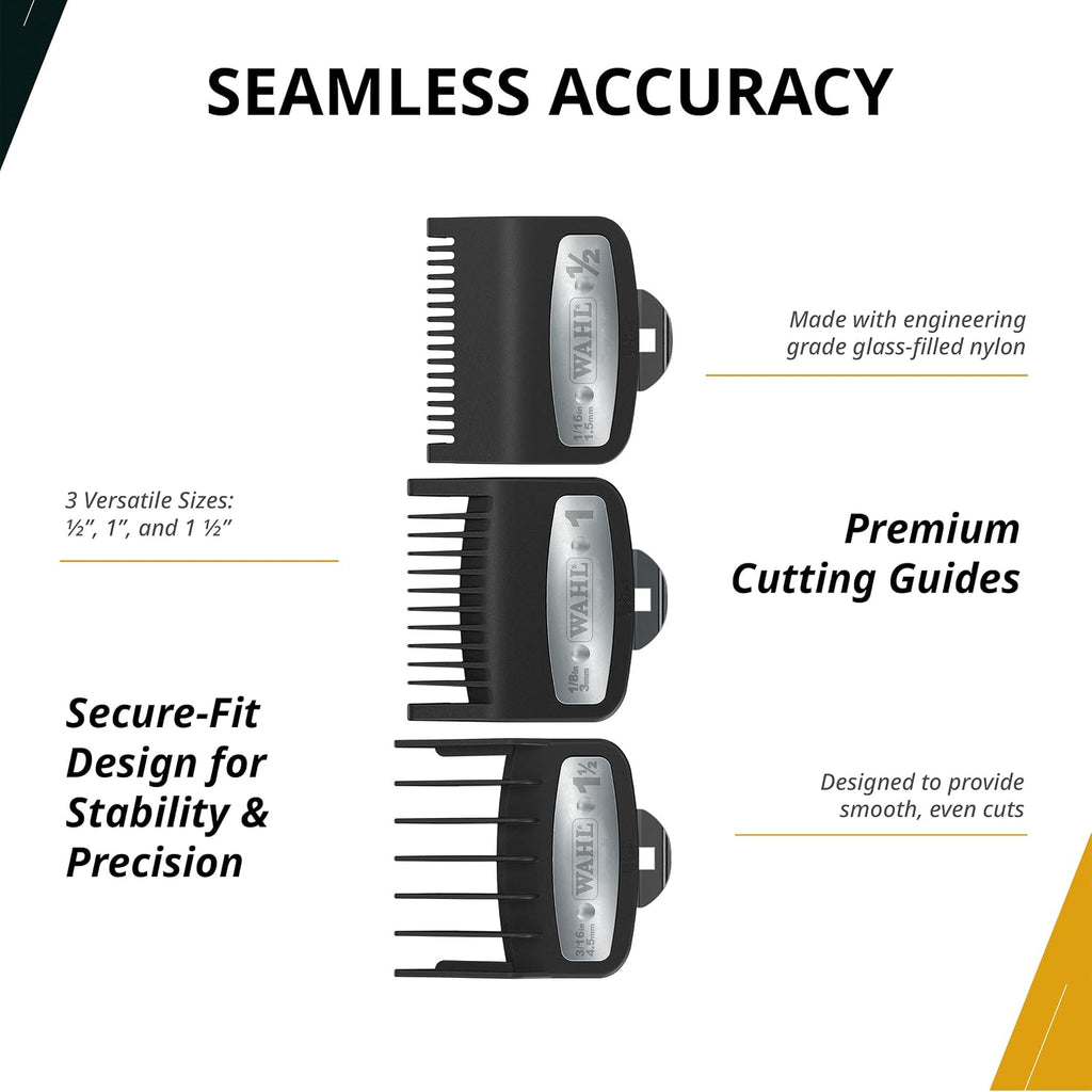 Wahl Professional 3 Pack Premium Attachments, Secure-Fit, Model 03354-5001 | Clipper Guard Set Includes 1/2, 1 &