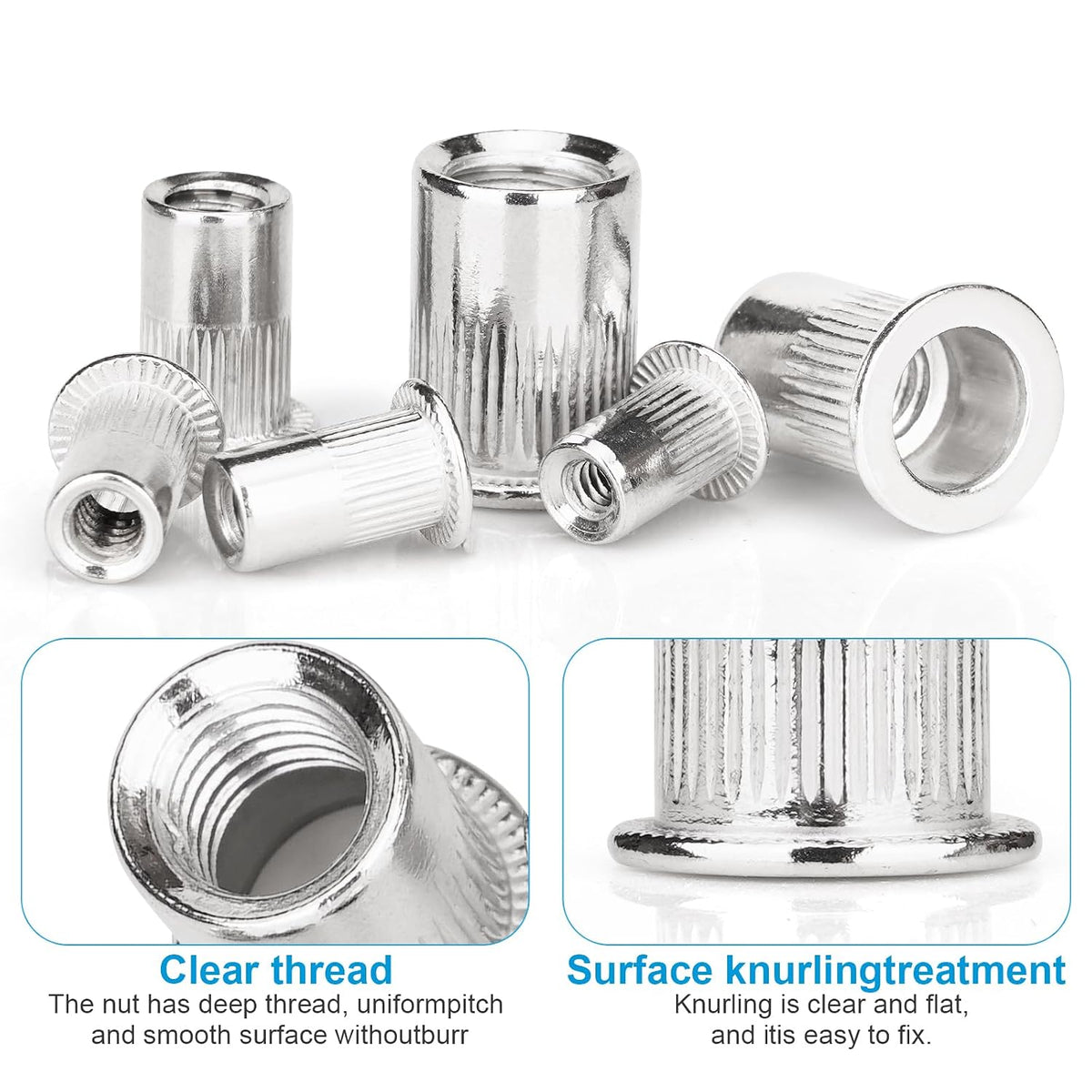 #6-32 UNC Rivet Nut, 100Pcs 304 Stainless Steel