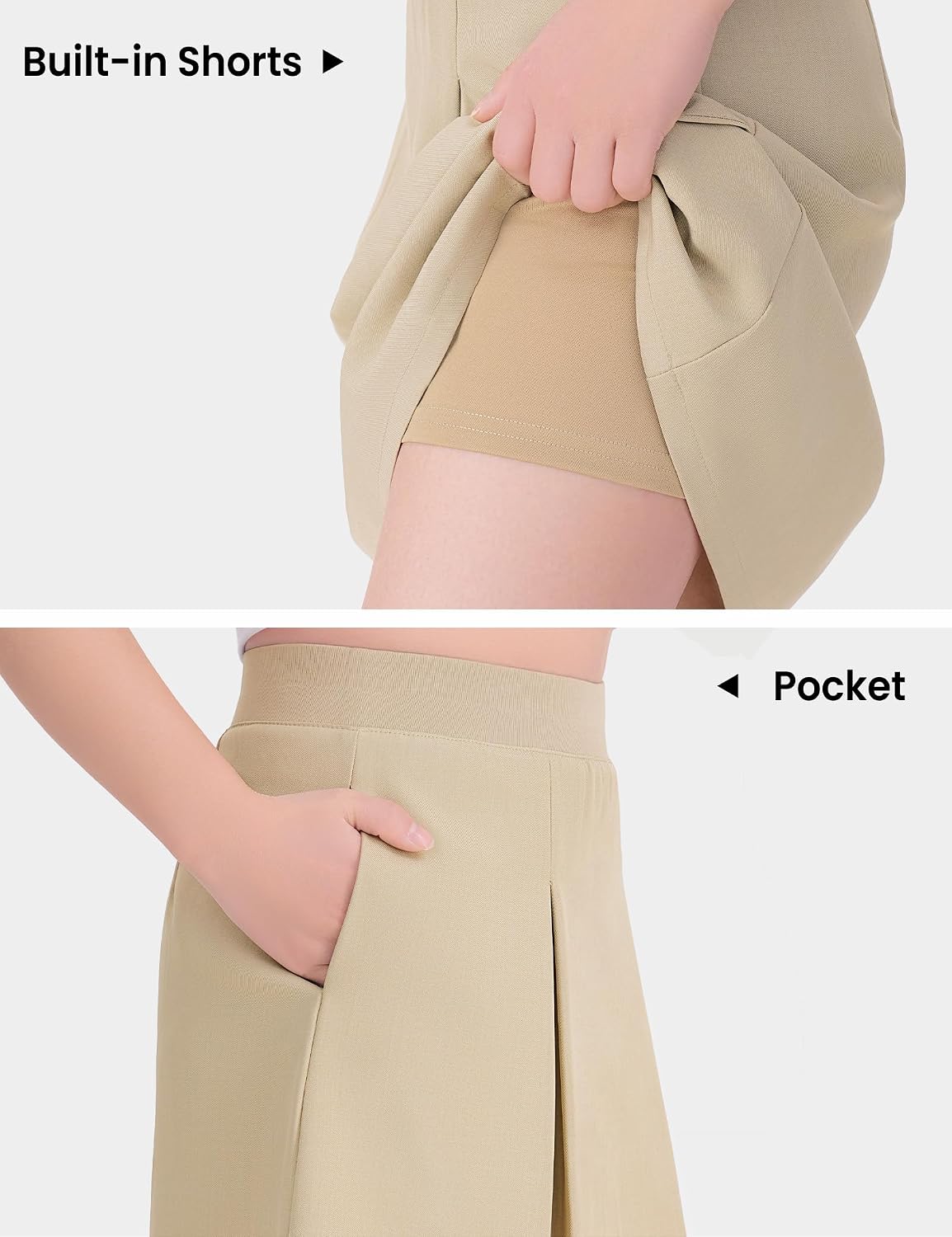 Girls School Uniform Skirts Pleated Pull-on Scooter Skorts for Kids