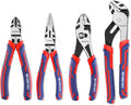 4-Piece Pliers Set - Premium CR-V Construction Tool Set Including Long Nose, Diagonal Cutting, Groove Joint and Slip