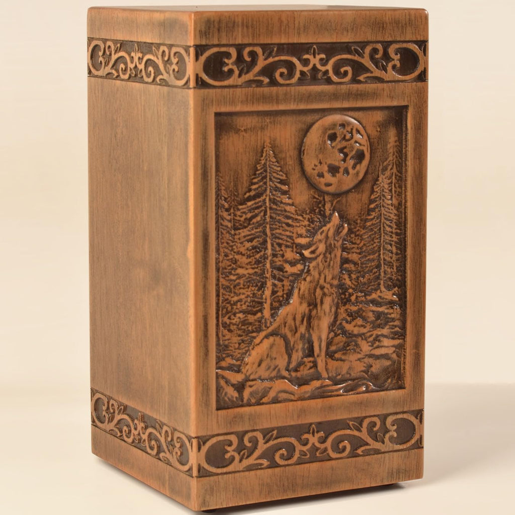Wooden Cremation Urn for Human Wood Ashes Decorative Box Funeral Urns for Adult Male Female with Satin Bag Burial or