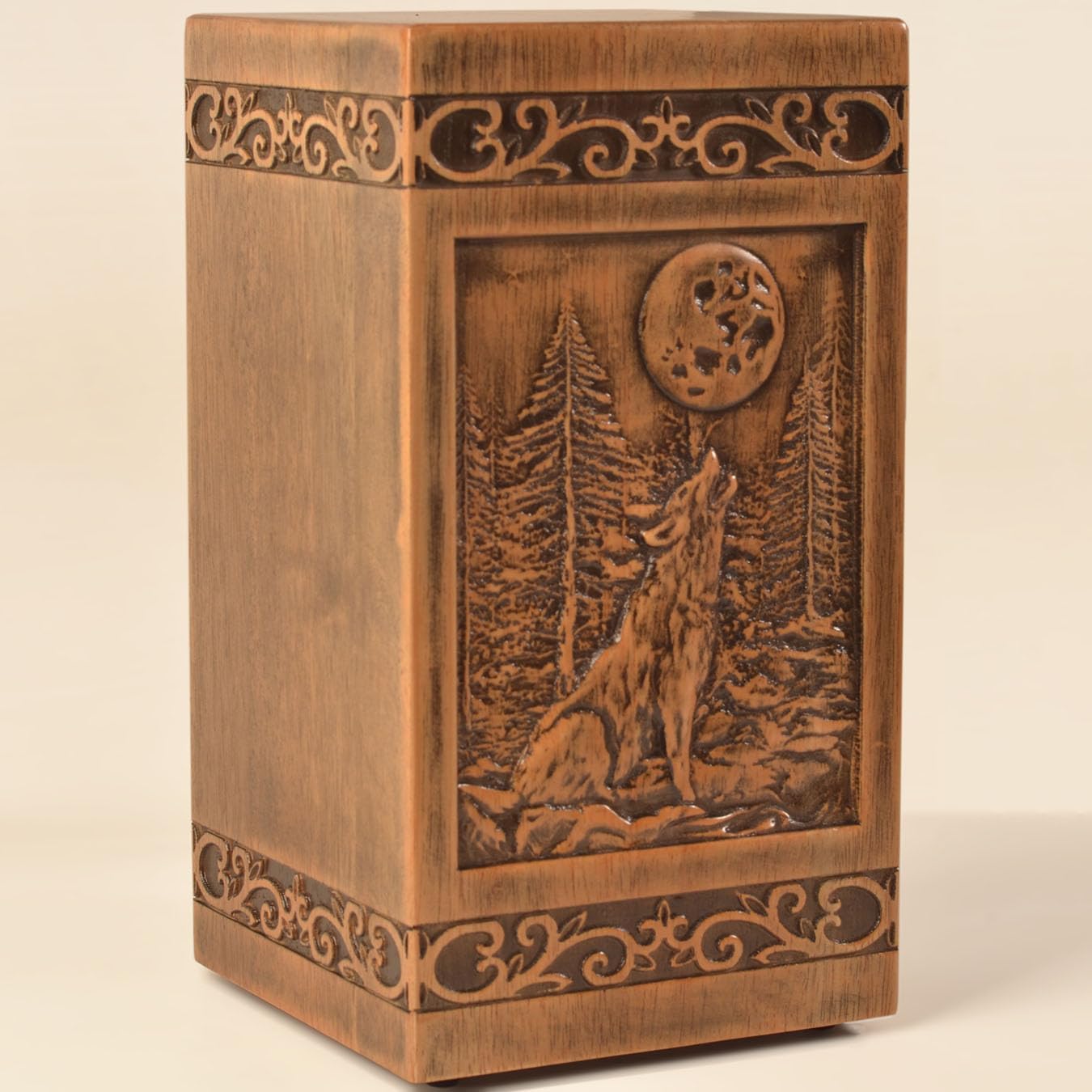 Wooden Cremation Urn for Human Wood Ashes Decorative Box Funeral Urns for Adult Male Female with Satin Bag Burial or