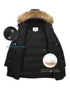 Women's Winter Thicken Padded Coat Parka Jacket, Black, L