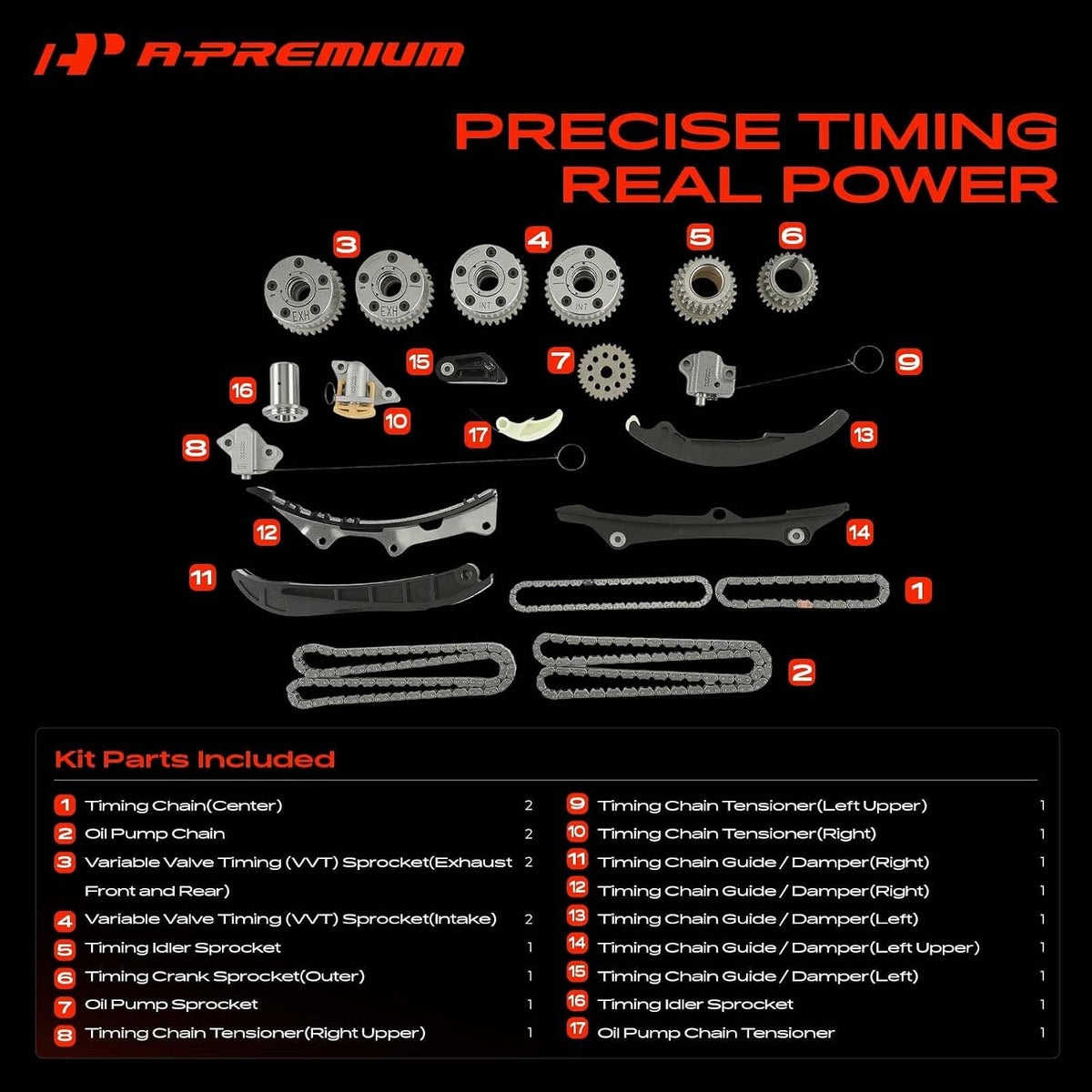 A-Premium Engine Timing Chain Kit w/Sprocket & Tensioner & Guide V6 3.6L
