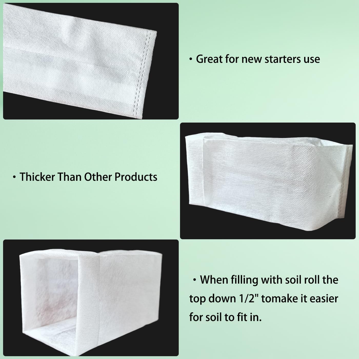 50 Pcs 10.2" H Deep Nursery Grow Bags, Non-Woven Plants Pots Container for Starting Rooted Plants Vegetable, Flower