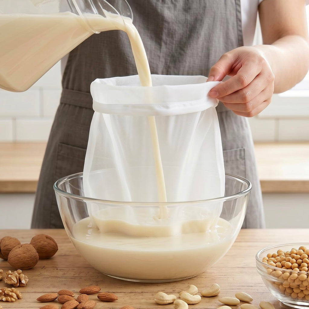 Nut Milk Bag， Reusable Food Strainer Bag,200-Mesh 6-Pack