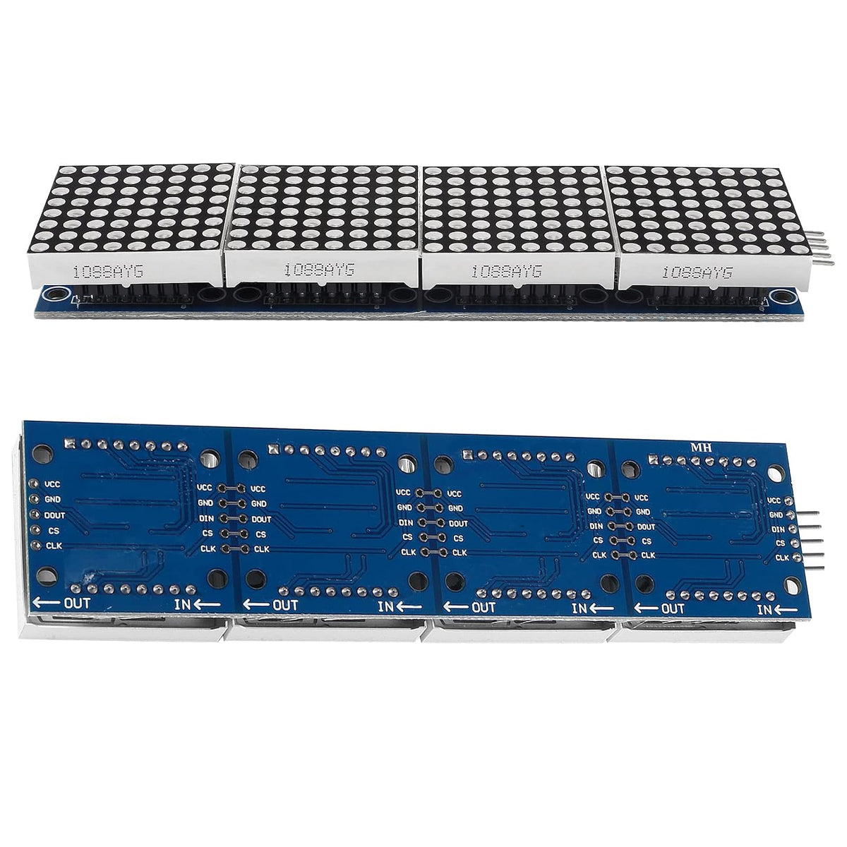 3PCS MAX7219 Dot Matrix Module 32x8 4 in 1 LED Display Modules Drive with 5Pin Wires for Arduino Raspberry Pi (Red)