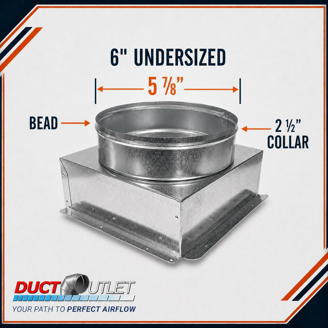 6" x 6" Ceiling Box, w/ 6" Round Collar - Connects Register Vent and Diffuser HVAC