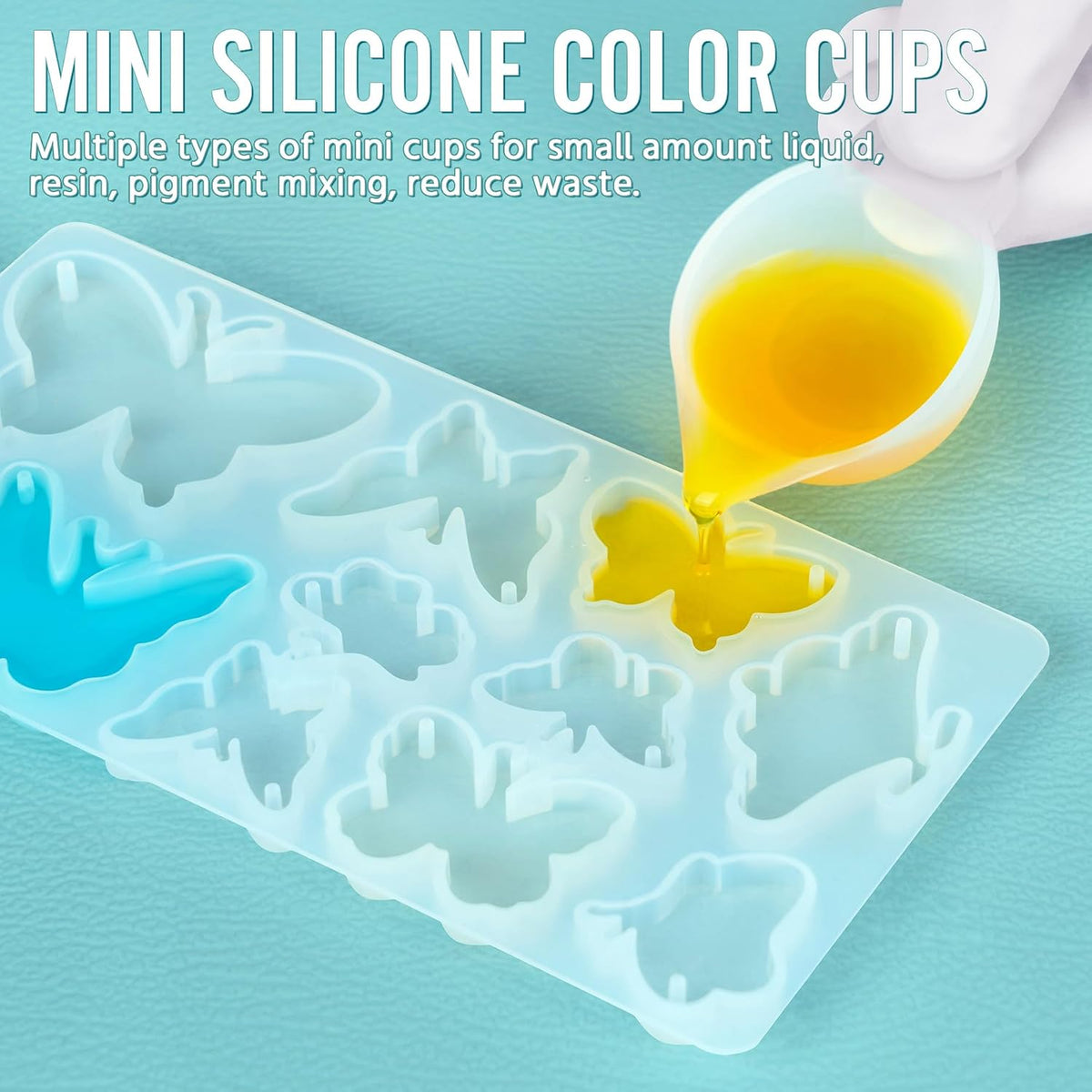 Epoxy Resin Mixing Tools Kit 36Pcs, Reusable Soft Silicone Tools, Includes A3 Non-Stick Silicone Mat, Measuring Cups