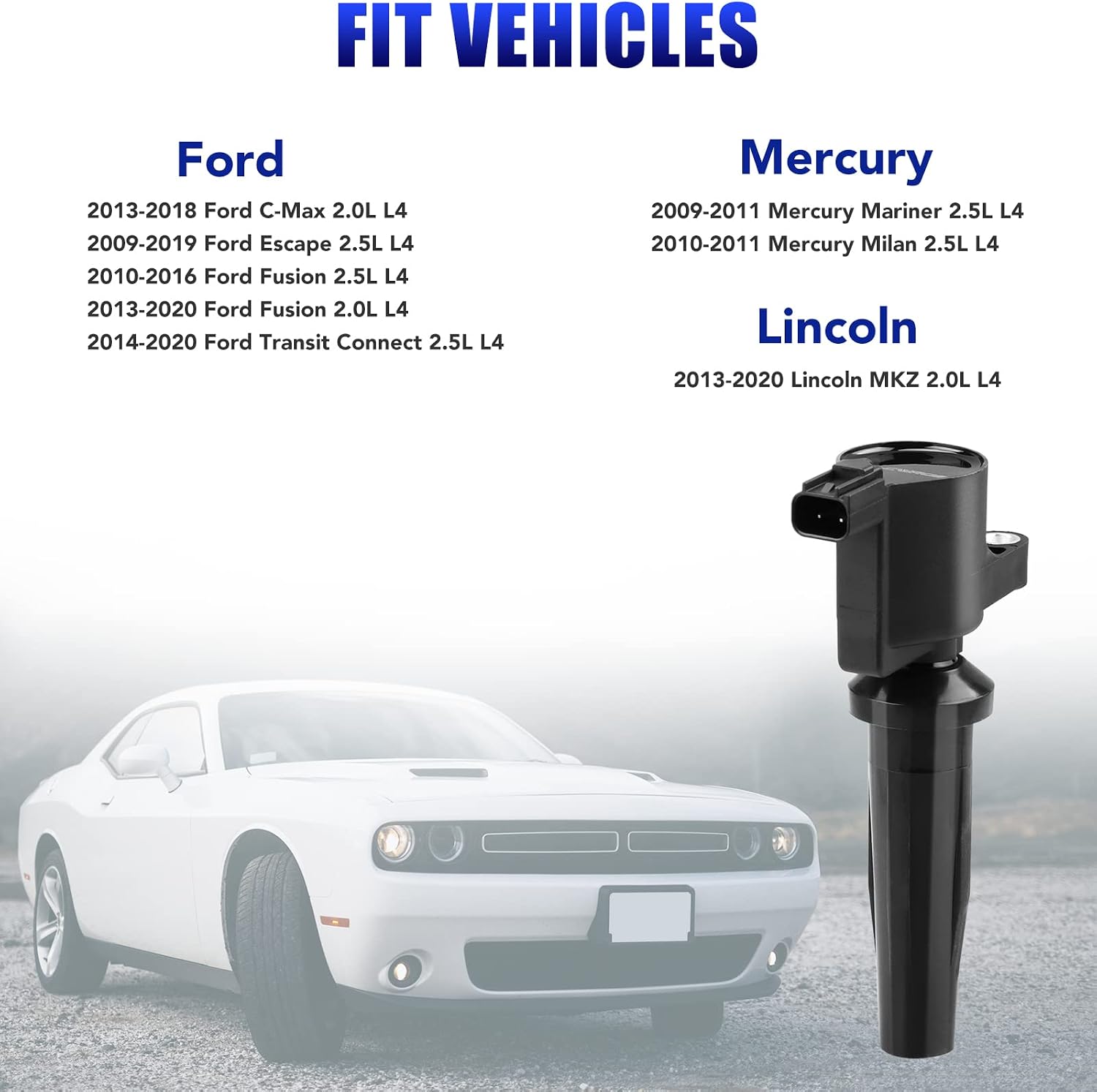 Set of 4 Ignition Coil Pack and Spark Plugs Fits for Ford Fusion Escape C-Max Transit Connect Lincoln MKZ Mercury