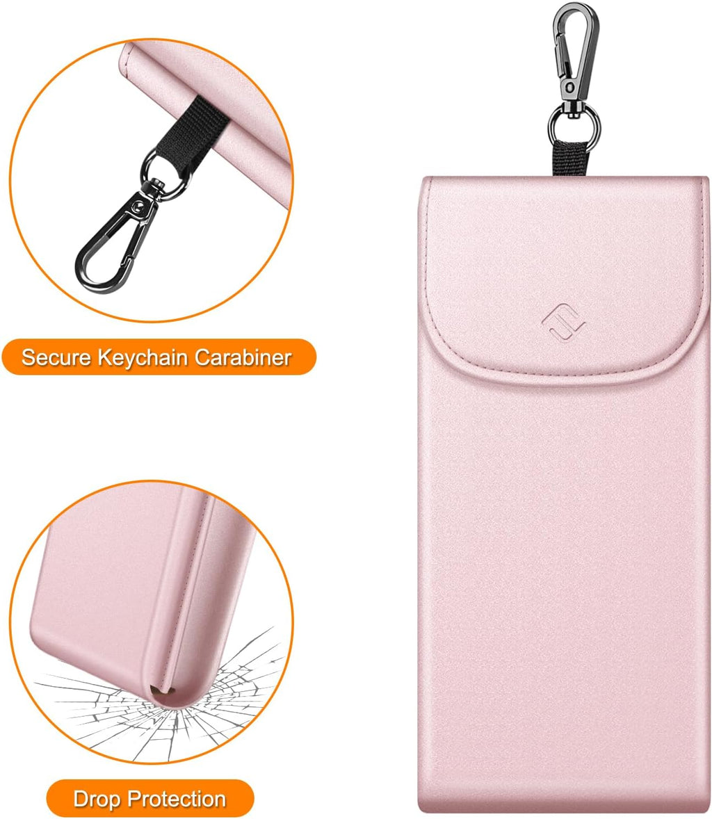 Double Glasses Case with Carabiner Hook, Vegan Leather Eyeglass Case | Portable Soft Sunglasses Pouch, Dual Eyewear