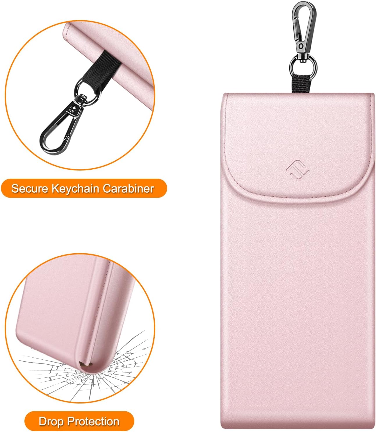 Double Glasses Case with Carabiner Hook, Vegan Leather Eyeglass Case | Portable Soft Sunglasses Pouch, Dual Eyewear