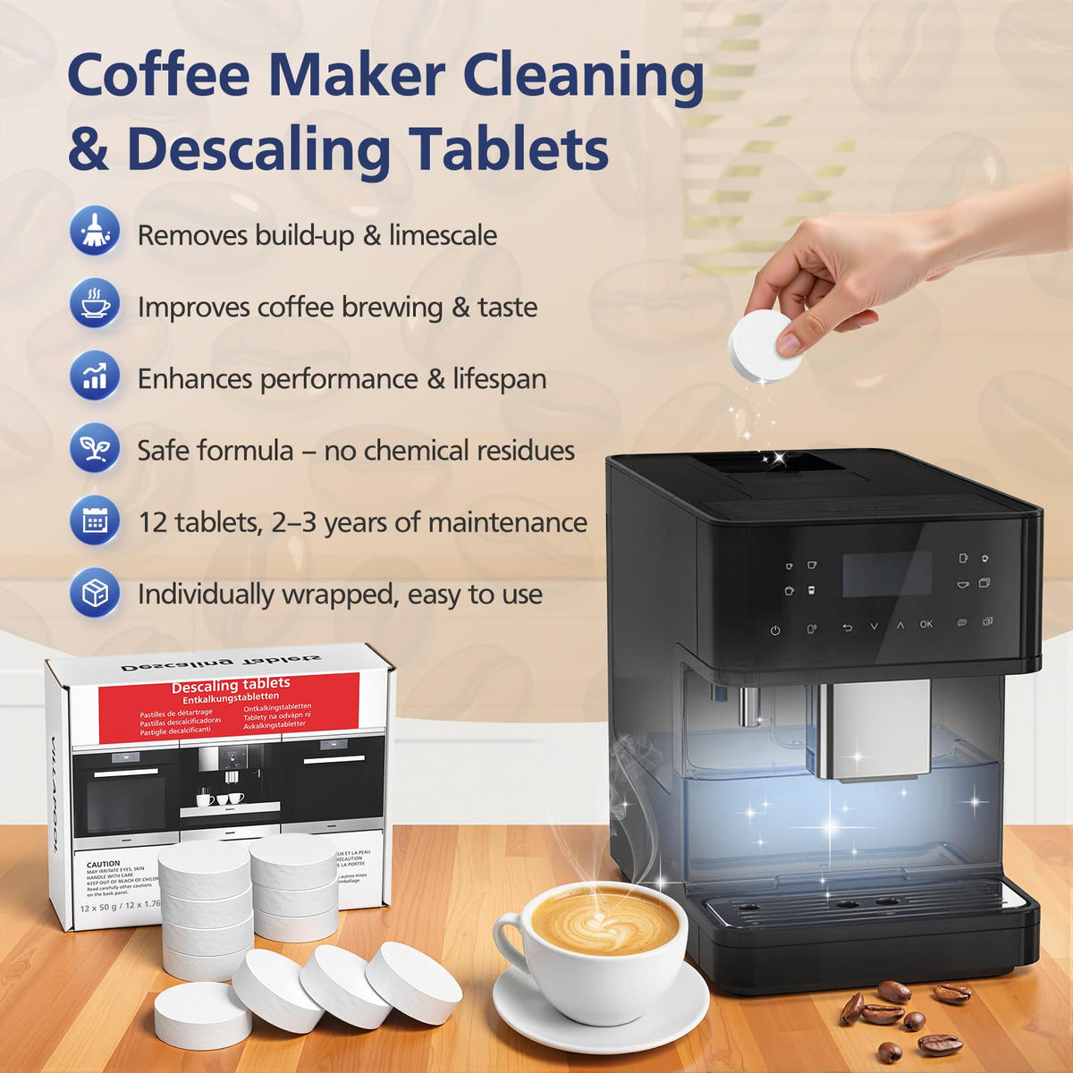 12 Count Coffee Machine Descaling Tablets for Miele Coffee Machines