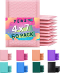 Light Pink Poly Bubble Mailers 4x8 50 Pack Usable 4x7