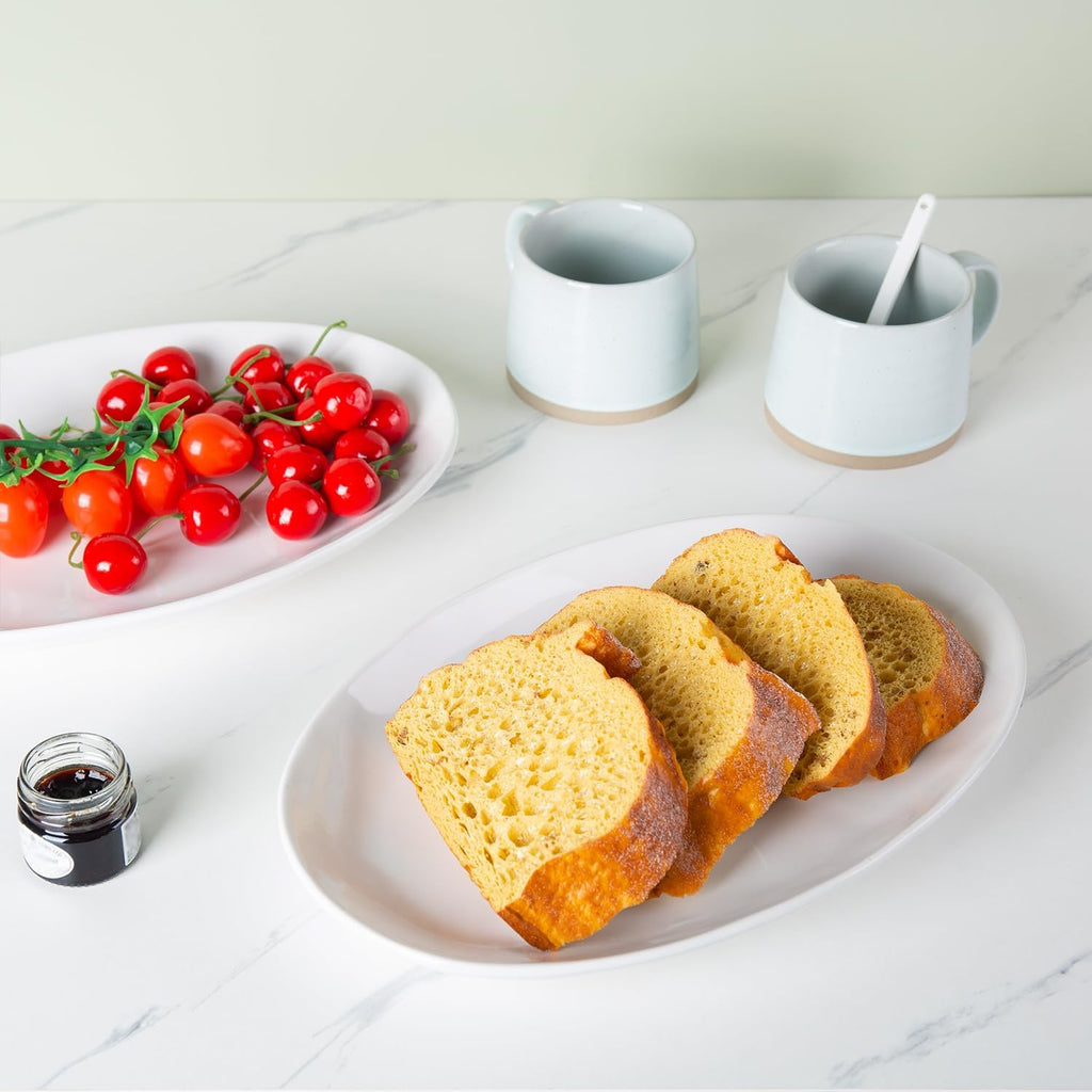 Ceramic Serving Platters, 12" White Serving Dishes, Dinner Plates, Set of 3