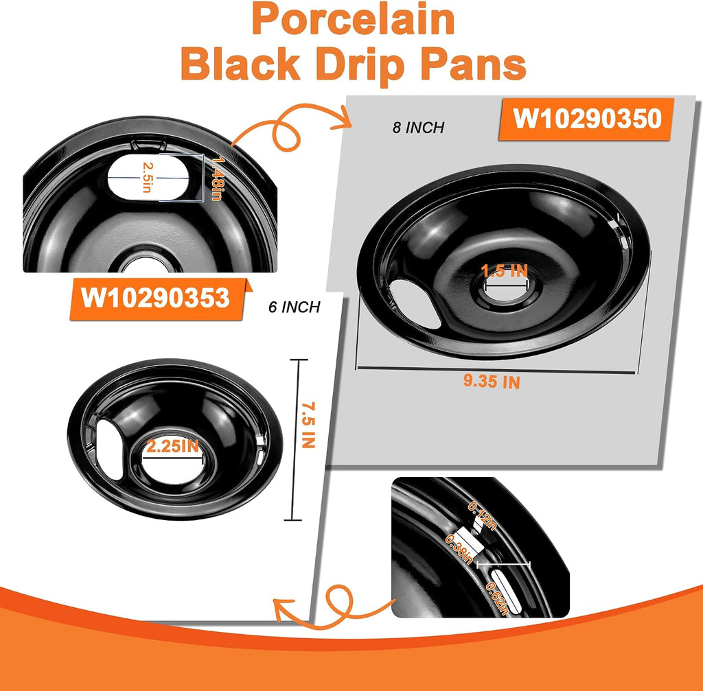 Porcelain Drip Pan & MP22YA Stove Burner Fit for Amana Whirlpool Stove